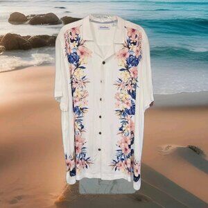 Caribbean Hawaiian Short Sleeve Shirt Men's Size XL White Tropical